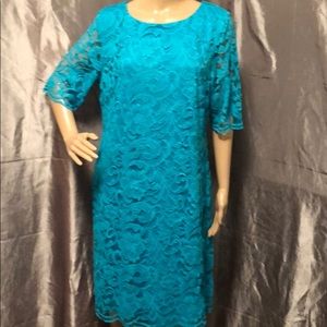Aqua Color R & K Knee Length Lace Dress